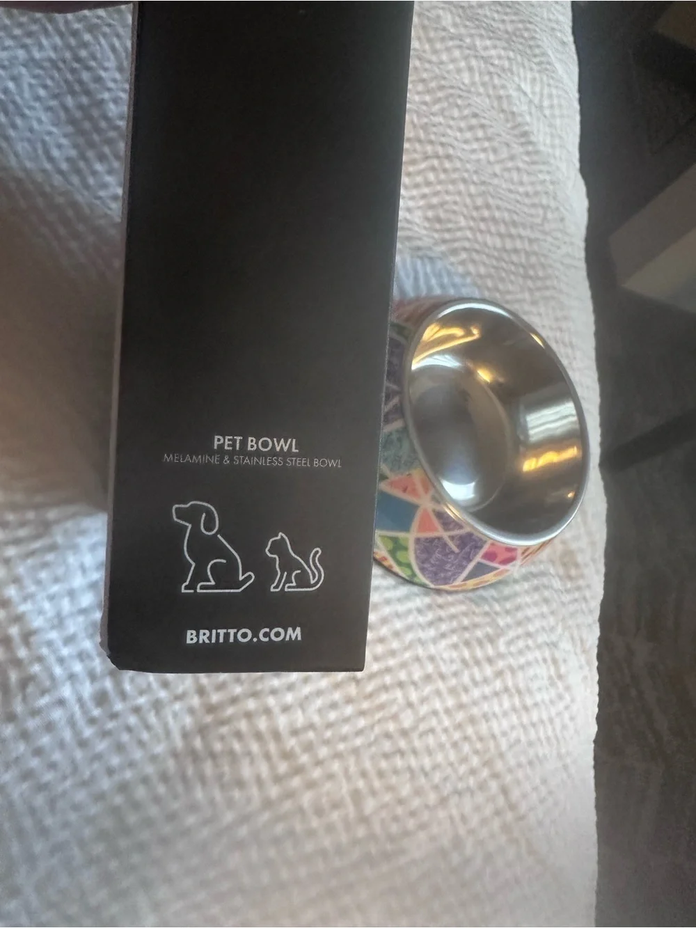 NWT ROMERO BRITTO- Britto Baby Blue Landscape Pet Bowl, Size Small- Cat or Dog